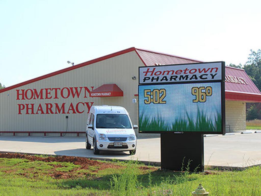 Hometown Pharmacy monument LED sign